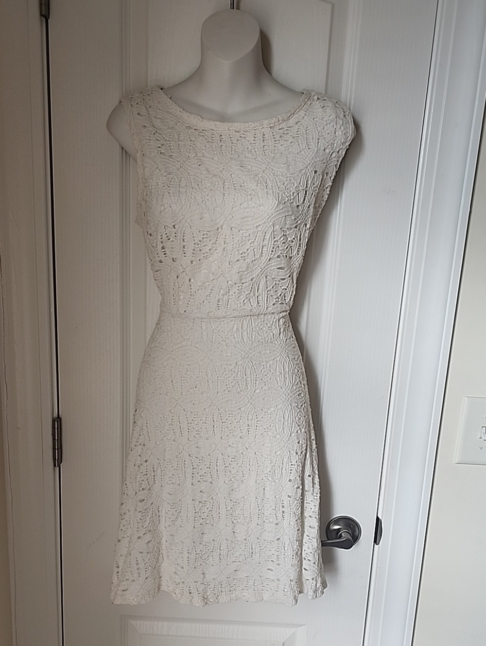 Elegant Ivory Lace Fit-and-Flare Dress